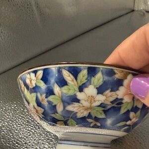 Vintage Japanese Mino ware ceramic rice bowl